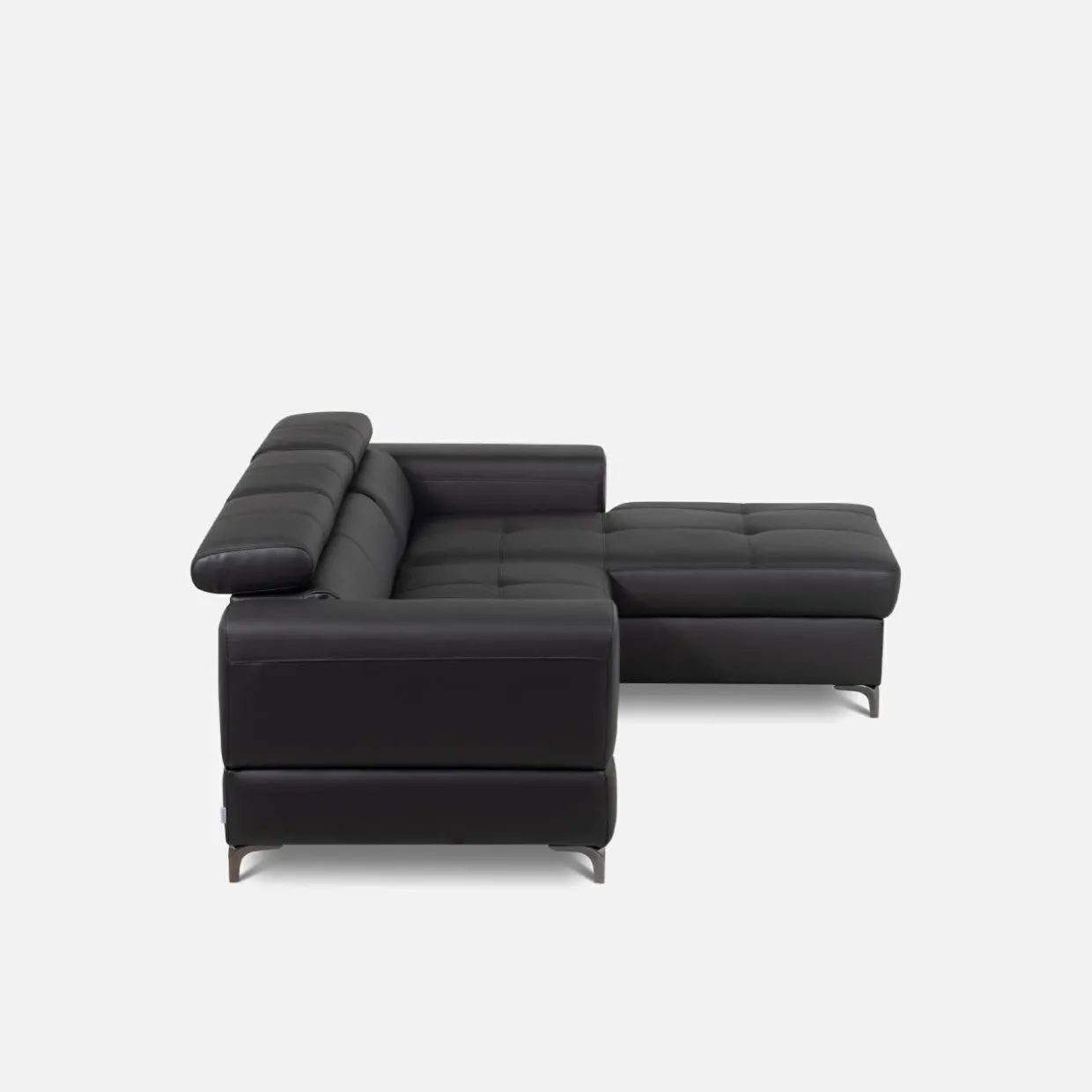 Narożnik rozkładany z regulowanymi zagłówkami czarny TORINO prawy