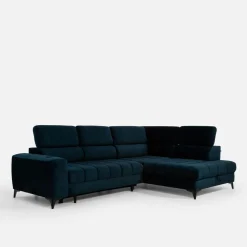 Narożnik rozkładany z regulowanymi zagłówkami granatowy ASTOLA prawy