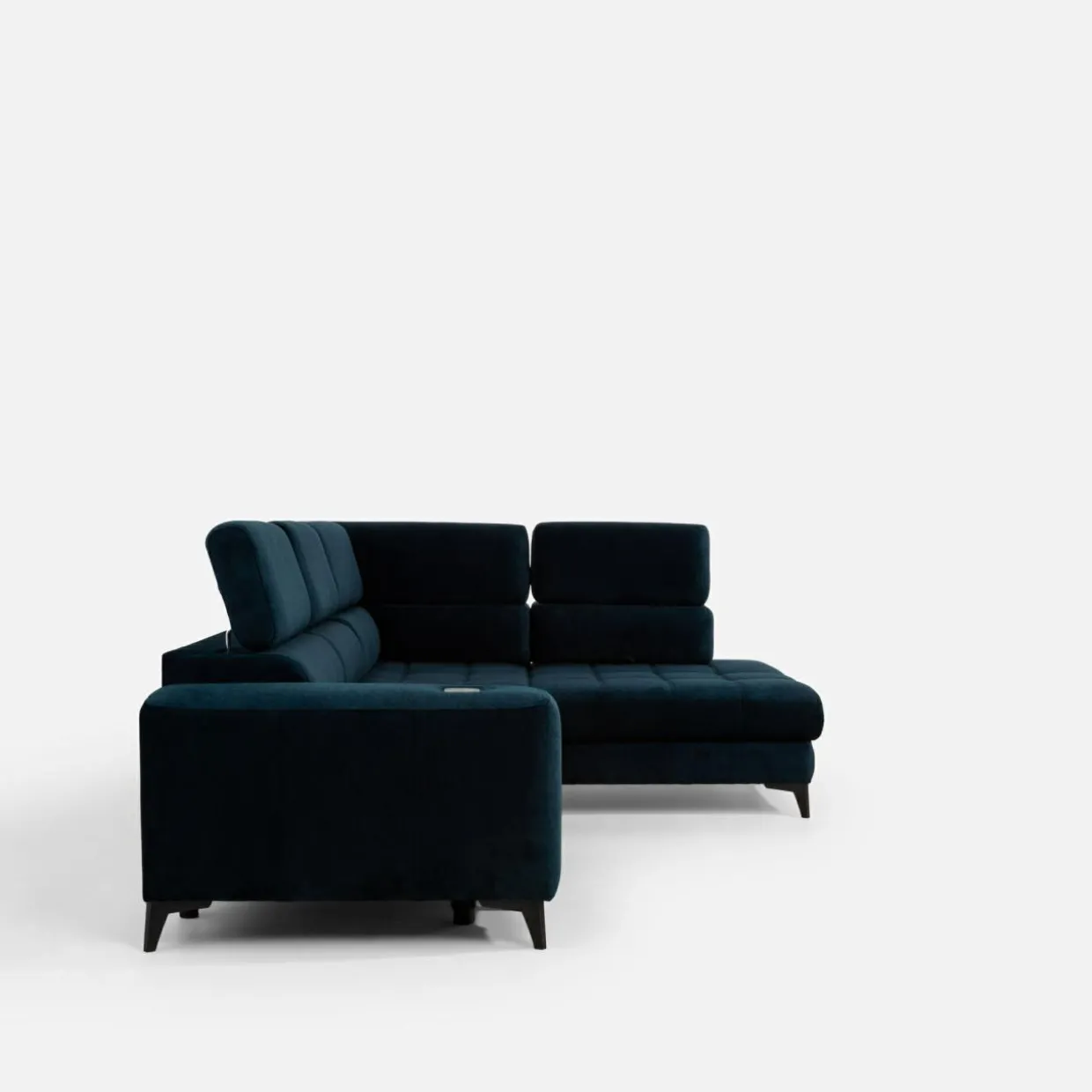 Narożnik rozkładany z regulowanymi zagłówkami granatowy ASTOLA prawy