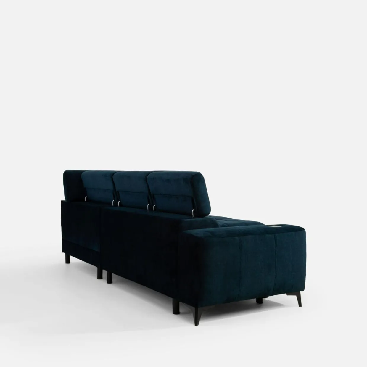 Narożnik rozkładany z regulowanymi zagłówkami granatowy ASTOLA prawy