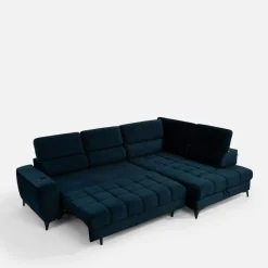 Narożnik rozkładany z regulowanymi zagłówkami granatowy ASTOLA prawy