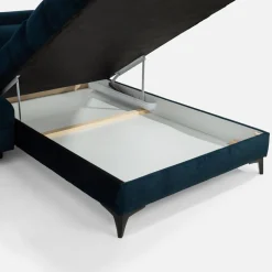 Narożnik rozkładany z regulowanymi zagłówkami granatowy ASTOLA prawy