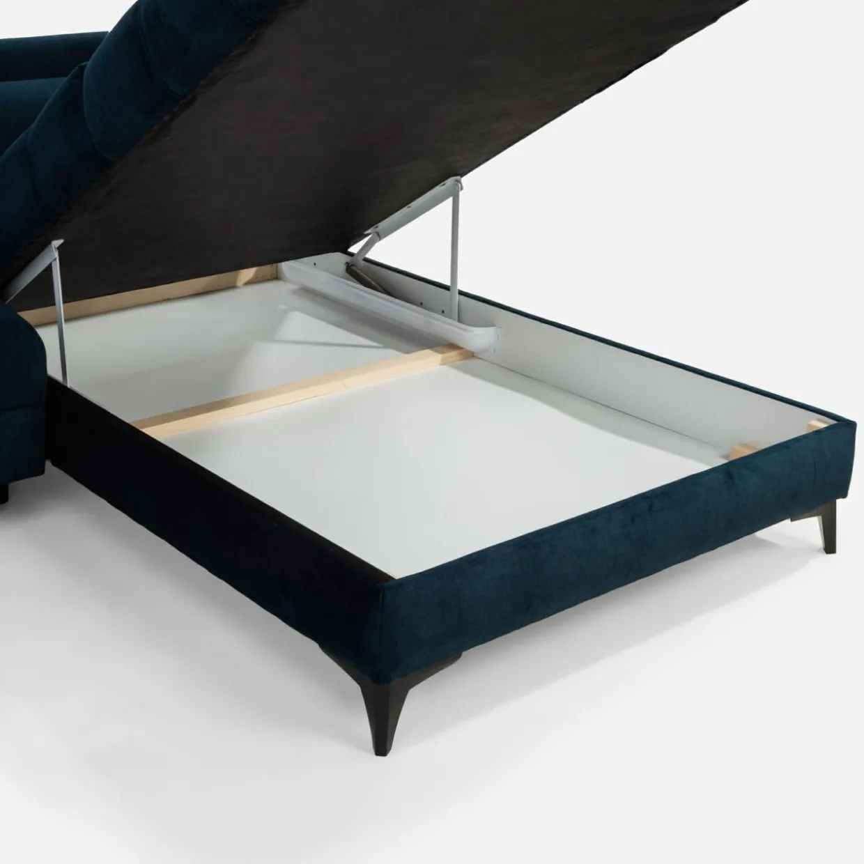 Narożnik rozkładany z regulowanymi zagłówkami granatowy ASTOLA prawy