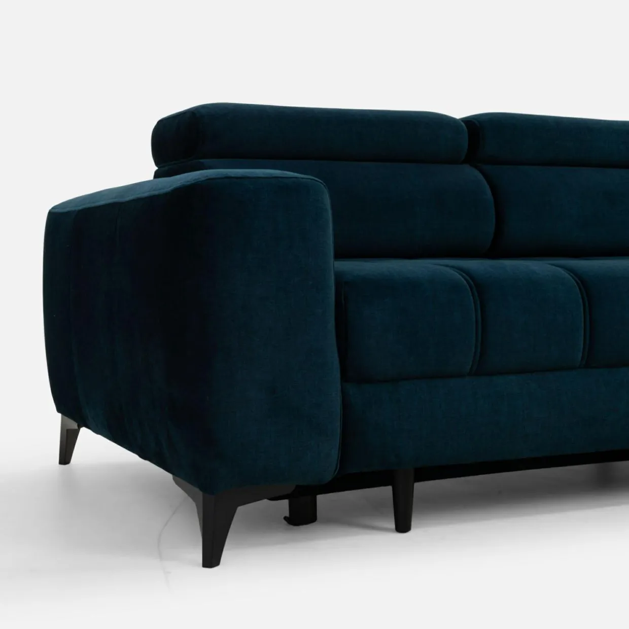 Narożnik rozkładany z regulowanymi zagłówkami granatowy ASTOLA prawy