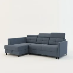 Narożnik rozkładany z regulowanymi zagłówkami niebieski WONDER lewy