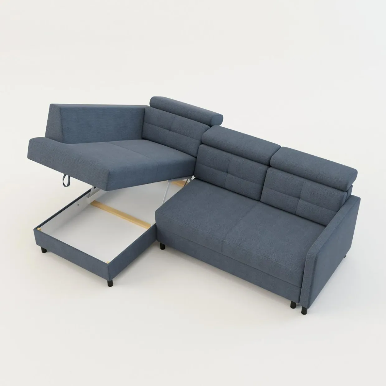 Narożnik rozkładany z regulowanymi zagłówkami niebieski WONDER lewy