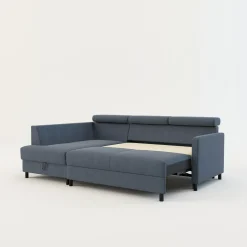 Narożnik rozkładany z regulowanymi zagłówkami niebieski WONDER lewy