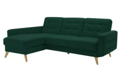 Narożnik rozkładany zielony BODO lewy