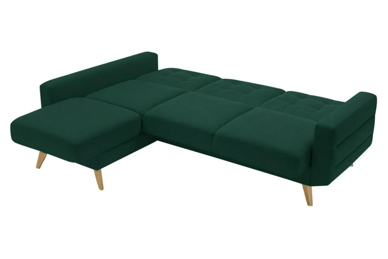 Narożnik rozkładany zielony BODO lewy