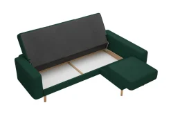 Narożnik rozkładany zielony BODO prawy