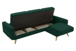 Narożnik rozkładany zielony BODO prawy