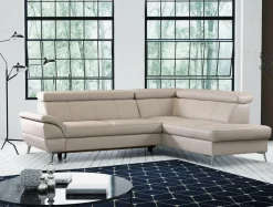 Narożnik skórzany beżowy LEMAN prawy