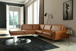 Narożnik skórzany brązowy SPRING lewy