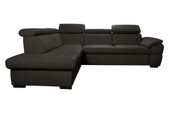 Narożnik skórzany brązowy z regulowanymi zagłówkami TOWN