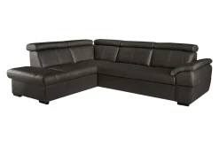 Narożnik skórzany brązowy z regulowanymi zagłówkami TOWN