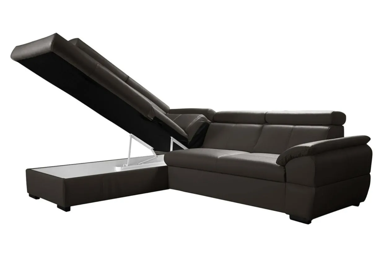 Narożnik skórzany brązowy z regulowanymi zagłówkami TOWN