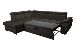 Narożnik skórzany brązowy z regulowanymi zagłówkami TOWN