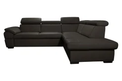 Narożnik skórzany brązowy z regulowanymi zagłówkami TOWN