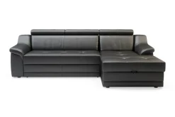 Narożnik skórzany czarny ALBA prawy