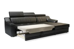 Narożnik skórzany czarny ALBA prawy