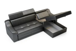 Narożnik skórzany czarny ALBA prawy