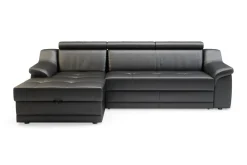 Narożnik skórzany czarny ALBA lewy