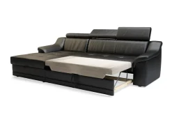 Narożnik skórzany czarny ALBA lewy