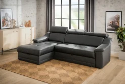 Narożnik skórzany czarny ALBA lewy