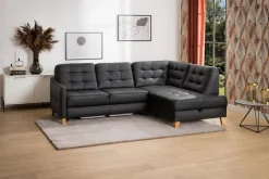 Narożnik skórzany czarny MALMO prawy