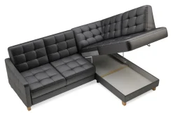 Narożnik skórzany czarny MALMO prawy