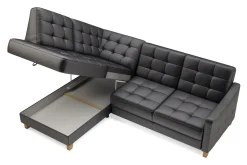 Narożnik skórzany czarny MALMO lewy