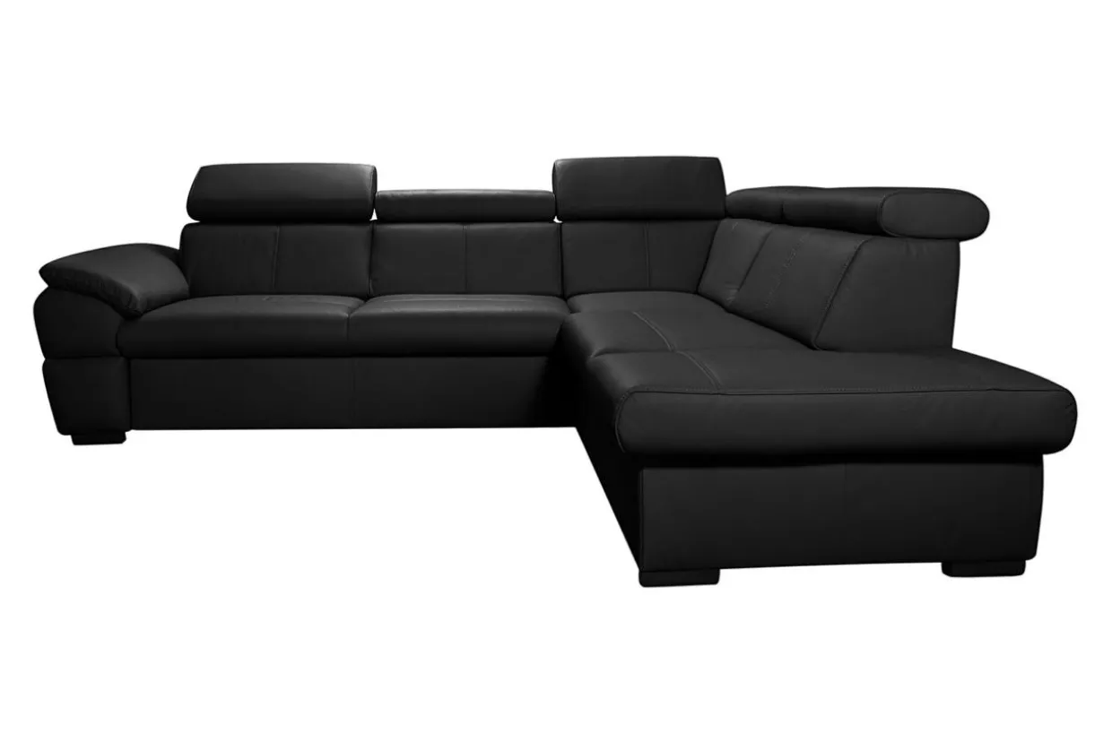 Narożnik skórzany czarny z regulowanymi zagłówkami TOWN