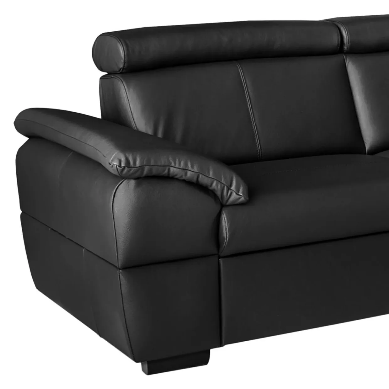 Narożnik skórzany czarny z regulowanymi zagłówkami TOWN