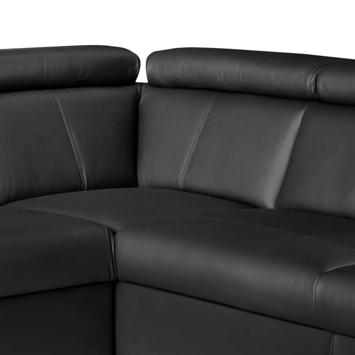 Narożnik skórzany czarny z regulowanymi zagłówkami TOWN