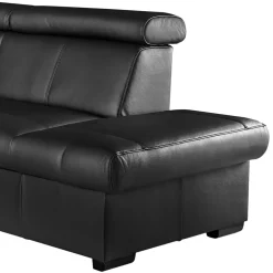 Narożnik skórzany czarny z regulowanymi zagłówkami TOWN