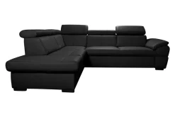 Narożnik skórzany czarny z regulowanymi zagłówkami TOWN