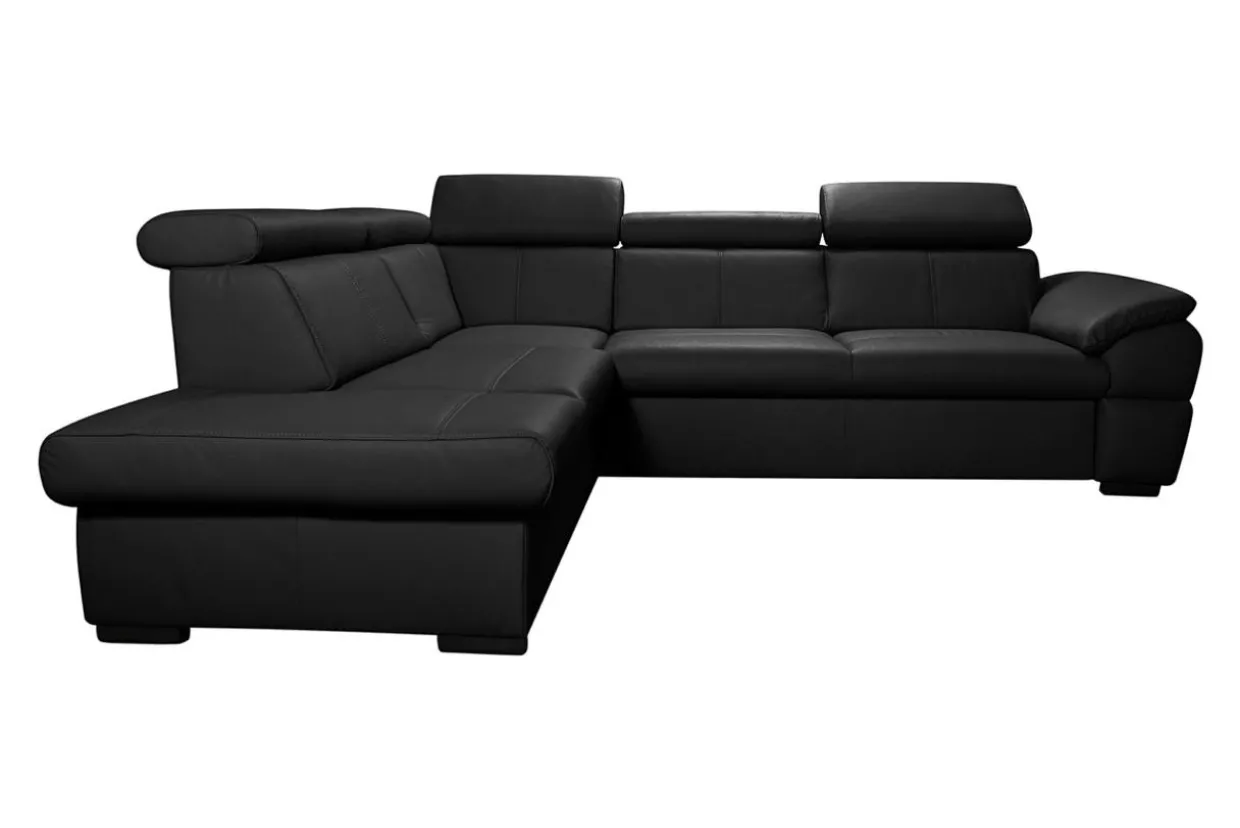 Narożnik skórzany czarny z regulowanymi zagłówkami TOWN