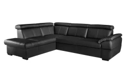 Narożnik skórzany czarny z regulowanymi zagłówkami TOWN