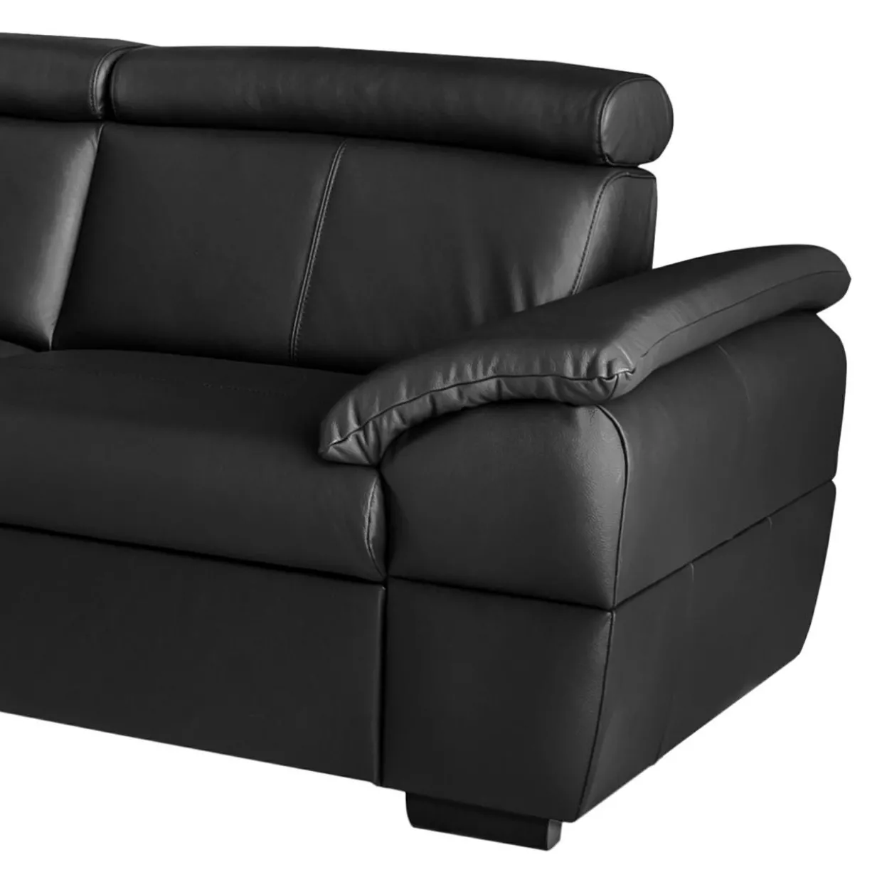 Narożnik skórzany czarny z regulowanymi zagłówkami TOWN