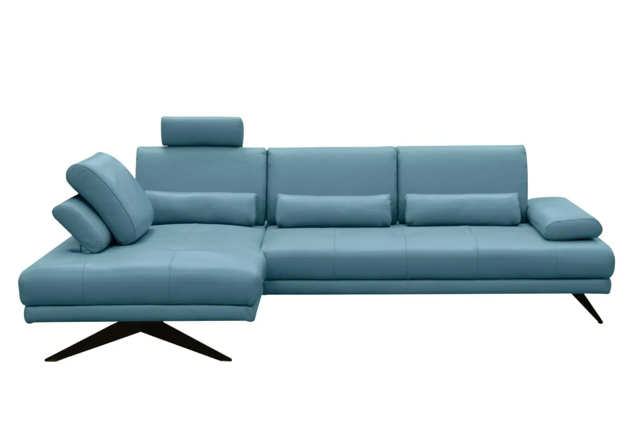 Narożnik skórzany niebieski LAZUR lewy