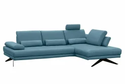 Narożnik skórzany niebieski LAZUR prawy