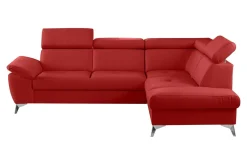 Narożnik skórzany rozkładany czerwony MIO prawy