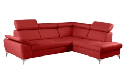 Narożnik skórzany rozkładany czerwony MIO prawy