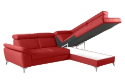 Narożnik skórzany rozkładany czerwony MIO prawy