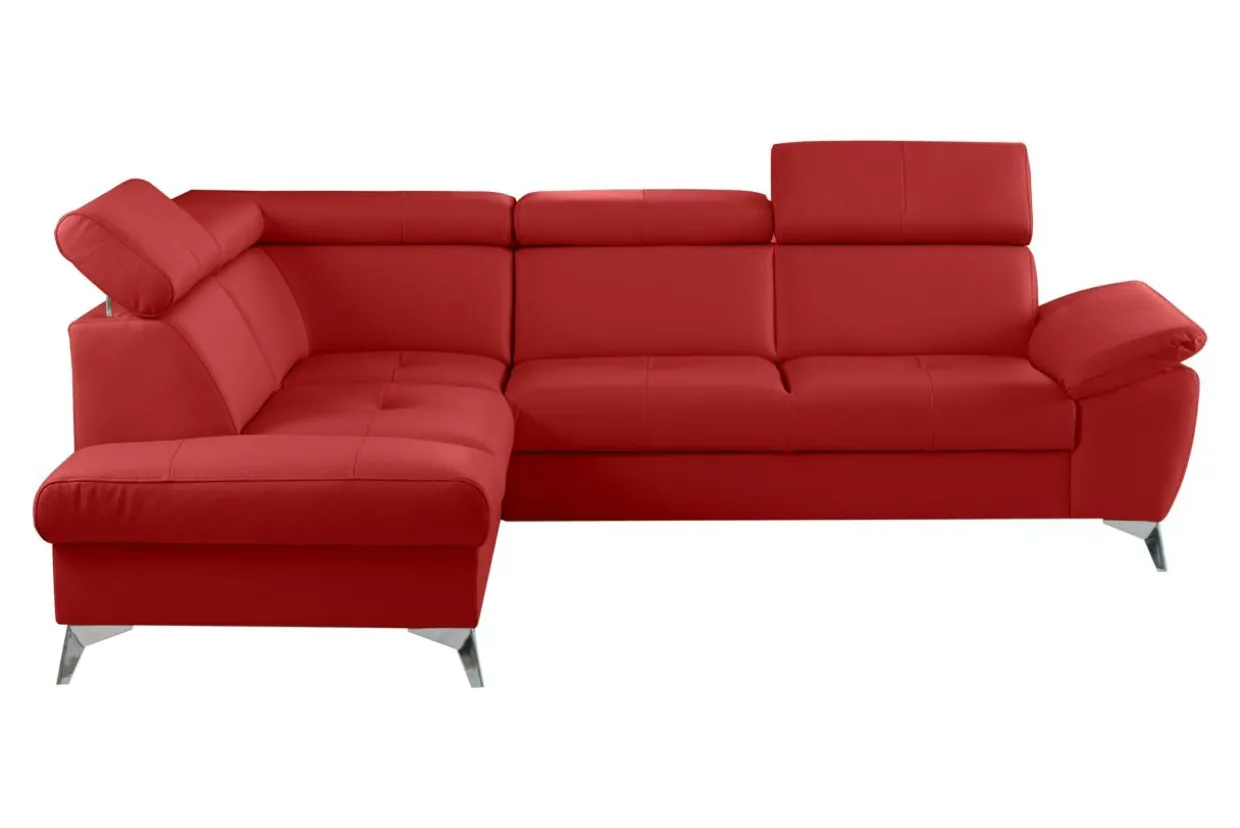 Narożnik skórzany rozkładany czerwony MIO lewy