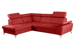 Narożnik skórzany rozkładany czerwony MIO lewy