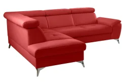 Narożnik skórzany rozkładany czerwony MIO lewy