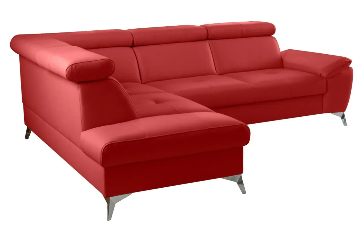 Narożnik skórzany rozkładany czerwony MIO lewy