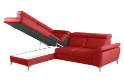 Narożnik skórzany rozkładany czerwony MIO lewy