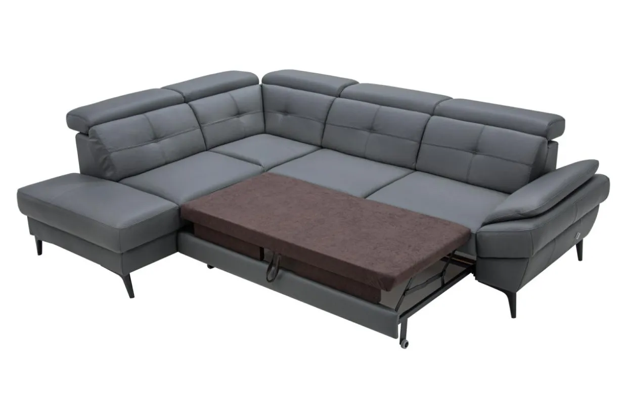 Narożnik skórzany szary COSTA lewy